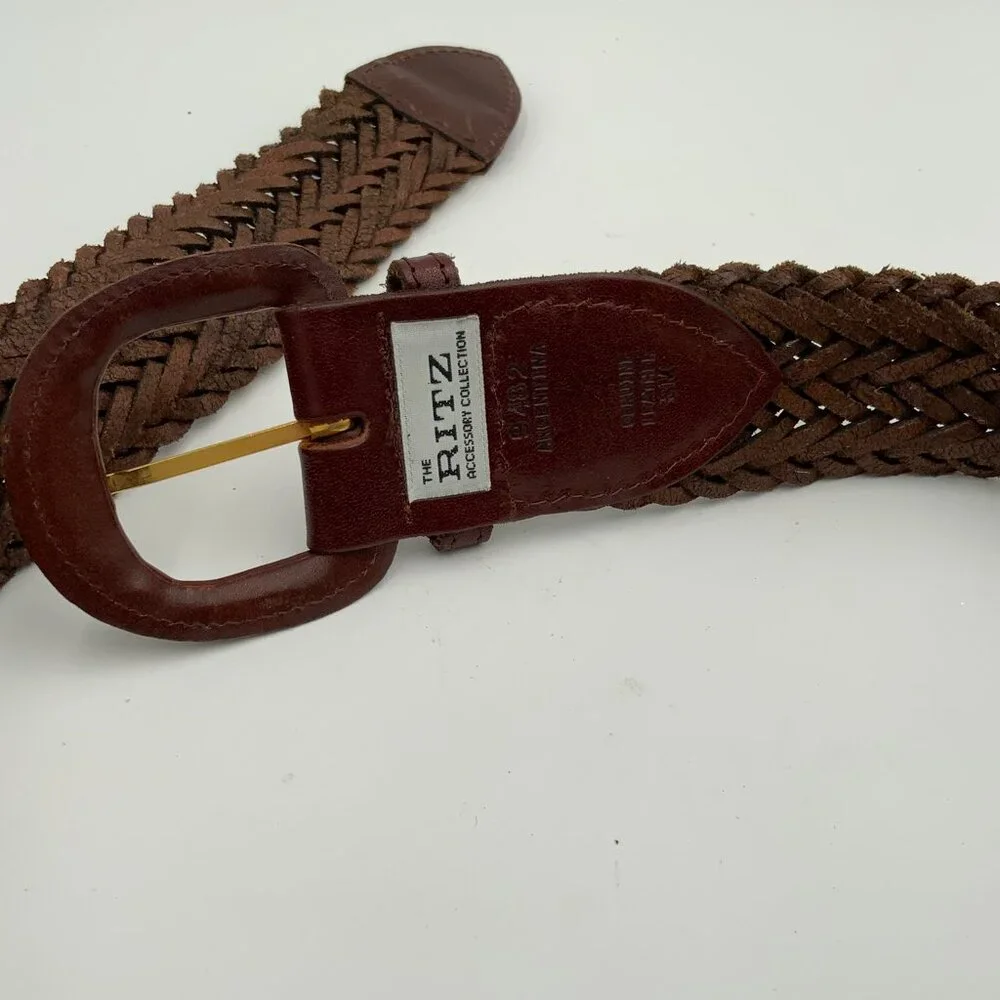 Vtg THE RITZ ACCESSORY COLLECTION 9482 Brown Braided Leather Belt Size SM - Picture 4 of 7